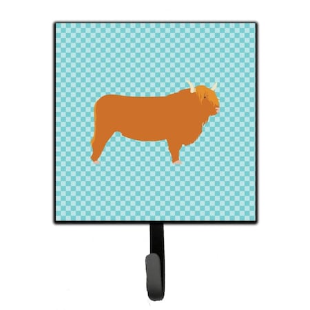 Carolines Treasures Highland Cow Blue Check Leash or Key Holder BB7994SH4